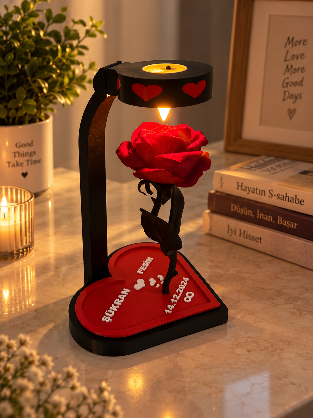 Kişiye Özel | Solmayan Led Işıklı Gül AMORGİFT
