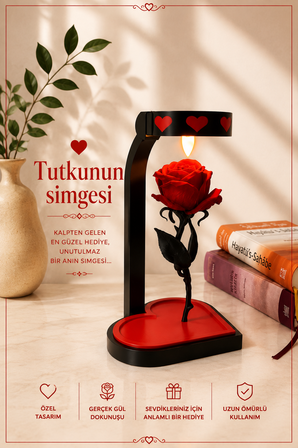 Kalpli Tasarım Solmayan Gül AMORGİFT