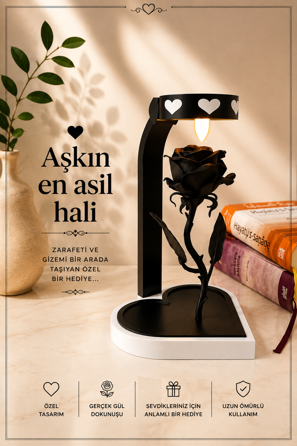 Kalpli Tasarım Solmayan Gül AMORGİFT