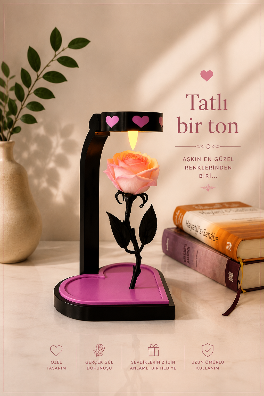 Kalpli Tasarım Solmayan Gül AMORGİFT